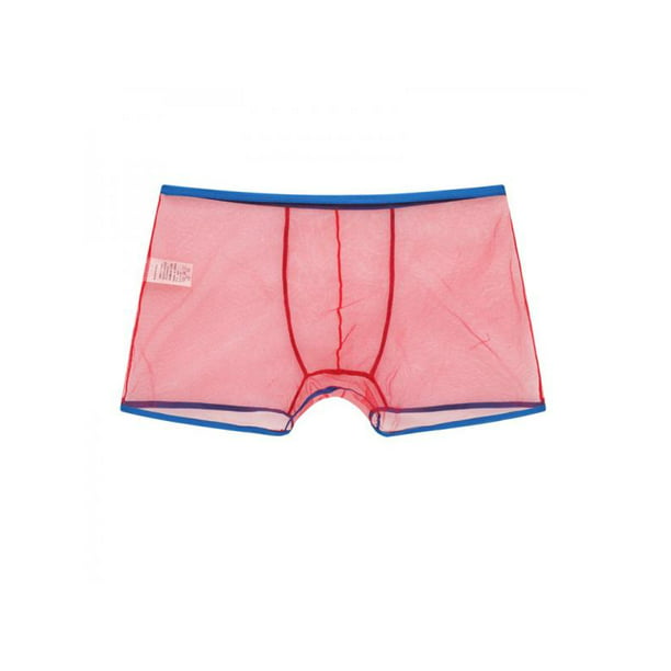 Men Sheer Mesh Underwear Underpants Boxer See Through Transparent Briefs Black
